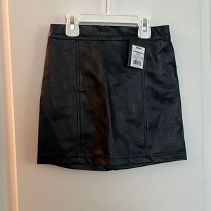 Girls Black Faux Leather Skirt